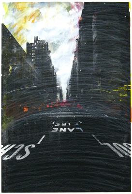 NY Haze (2008-2016), zeefdruk, 37 x 24 cm, monoprint,  2016 Kaj Glasbergen